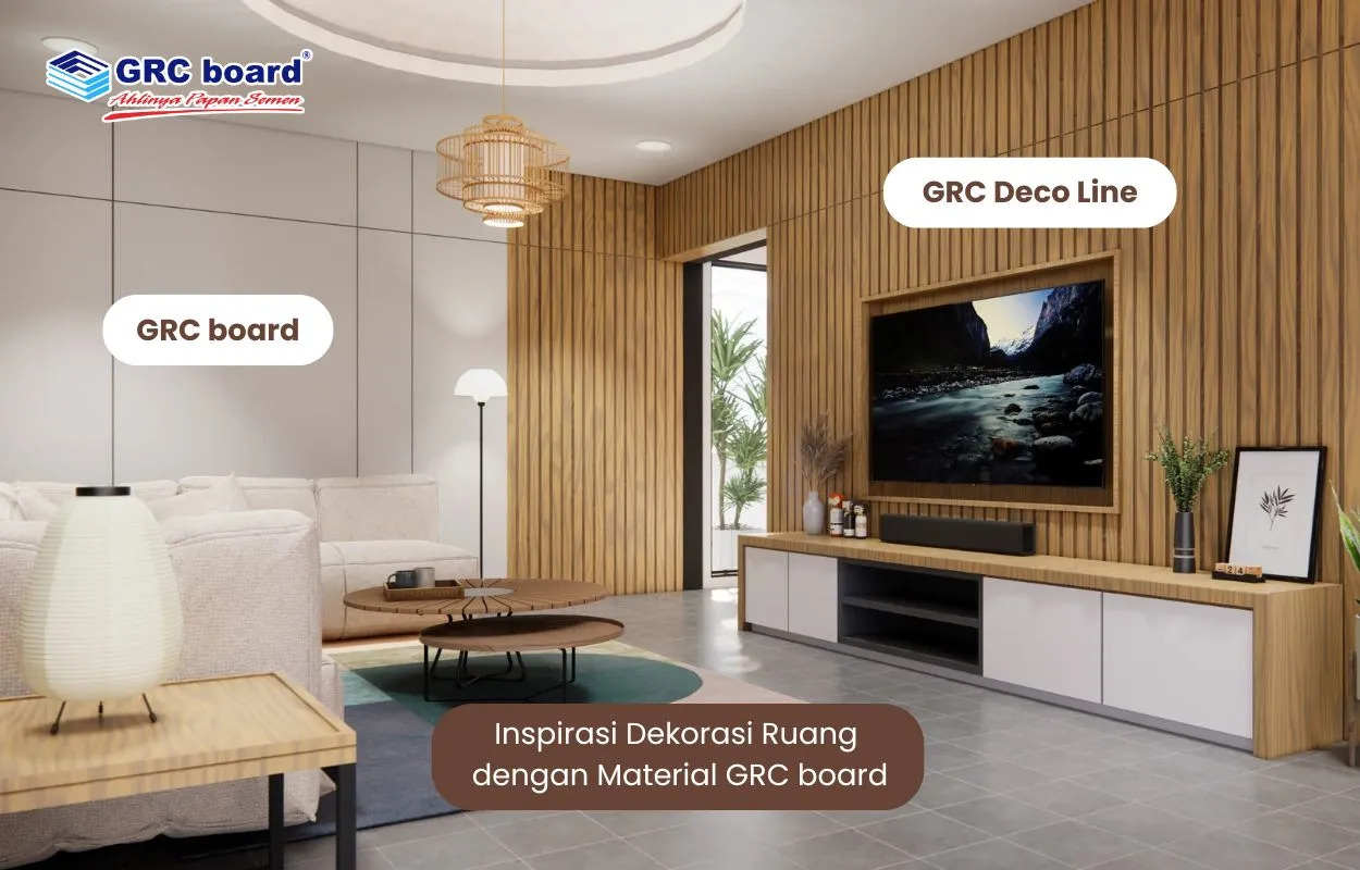 Inspirasi Dinding GRC board Ruang Tamu Kekinian